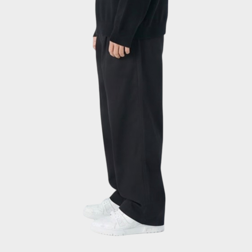 IMG 3761 Παντελόνι Relaxed Fit Με Πιετά Μαύρο