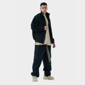 Μπουφάν Relaxed Fit Με Σχέδιο Ύφανσης Μαύρο
