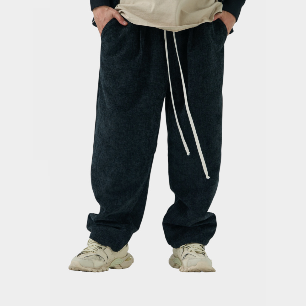 IMG 3807 Παντελόνι Velvet Relaxed Fit Με Σχέδιο Ύφανσης Μαύρο
