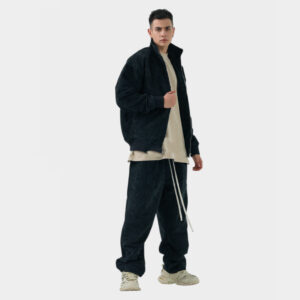 Μπουφάν Relaxed Fit Με Σχέδιο Ύφανσης Μαύρο