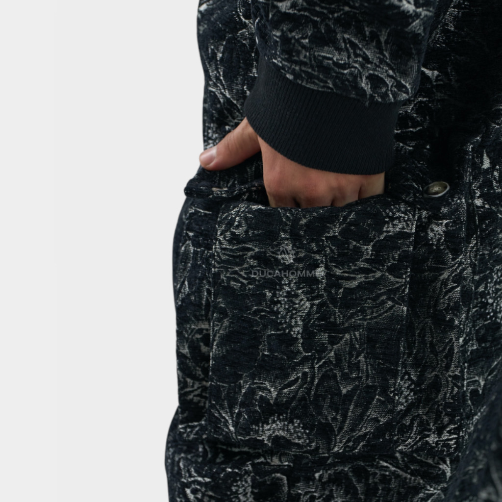 IMG 3852 Παντελόνι Velvet Relaxed Fit Με Σχέδιο Ύφανσης Μαύρο 2