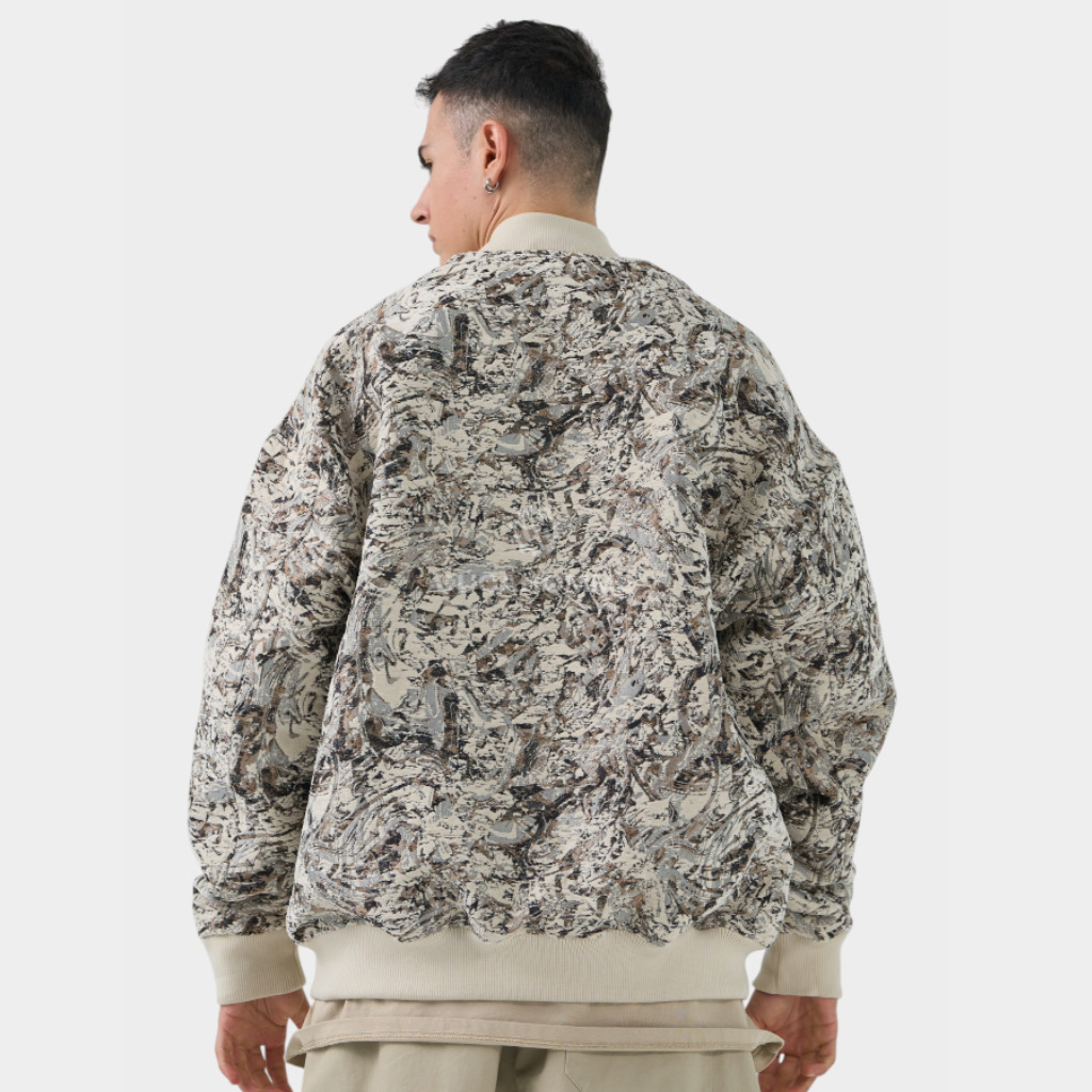 IMG 3890 Μπουφάν Relaxed Fit Με Σχέδιο Ύφανσης Μπεζ