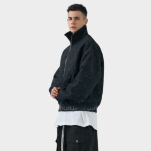Μπουφάν Relaxed Fit Με Σχέδιο Ύφανσης Μαύρο 3