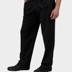 Παντελόνι Relaxed Fit Με Πιέτες Και Ζώνη Μαύρο