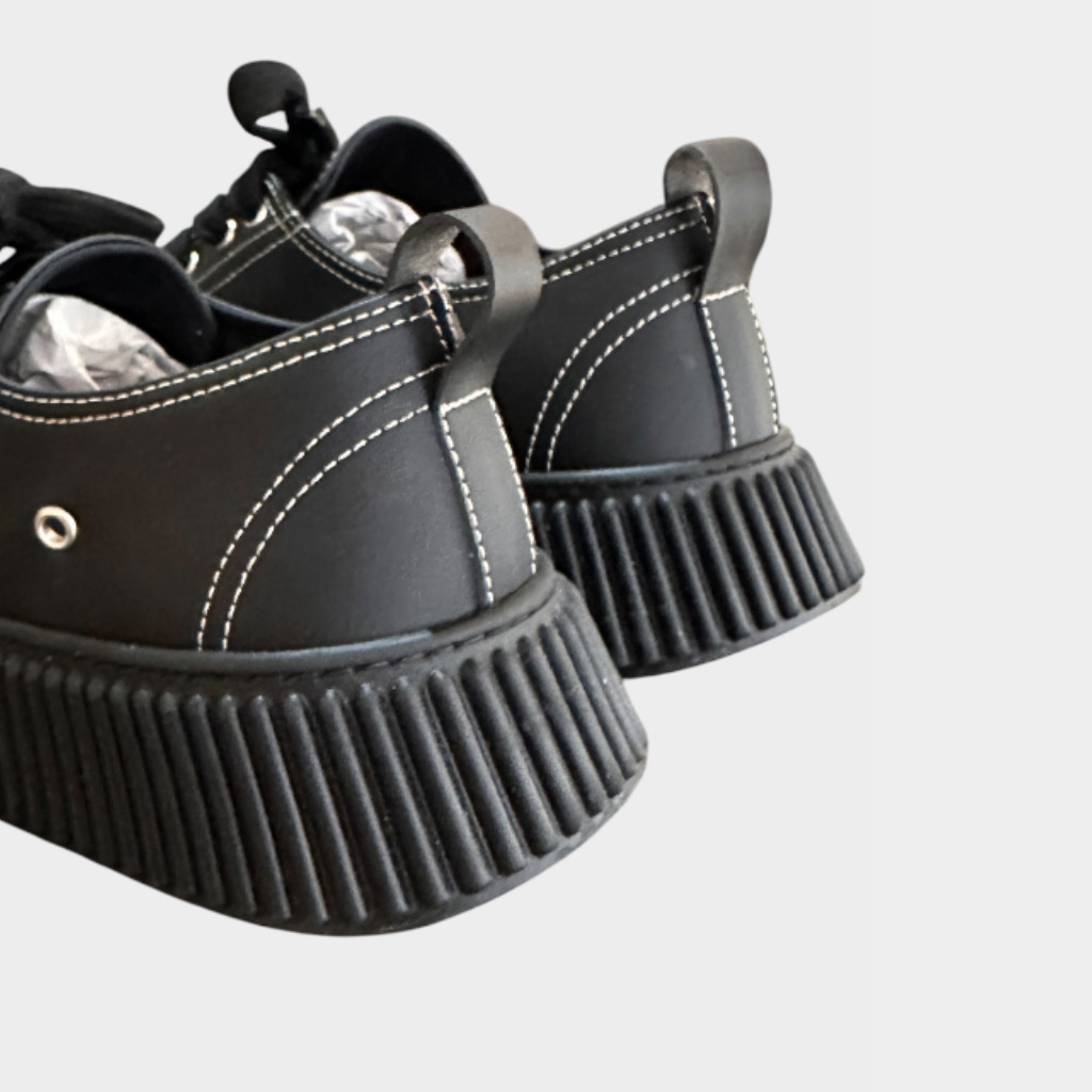 IMG 4558 Sneakers Μαύρα Με Λευκές Ραφες
