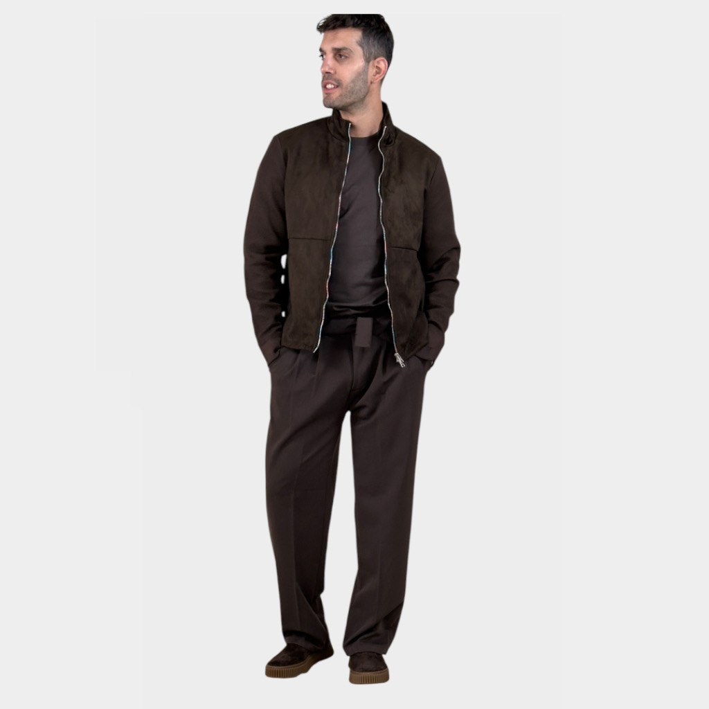 IMG 4689 Παντελόνι Relaxed Fit Με Πιέτες Και Ζώνη Cacao