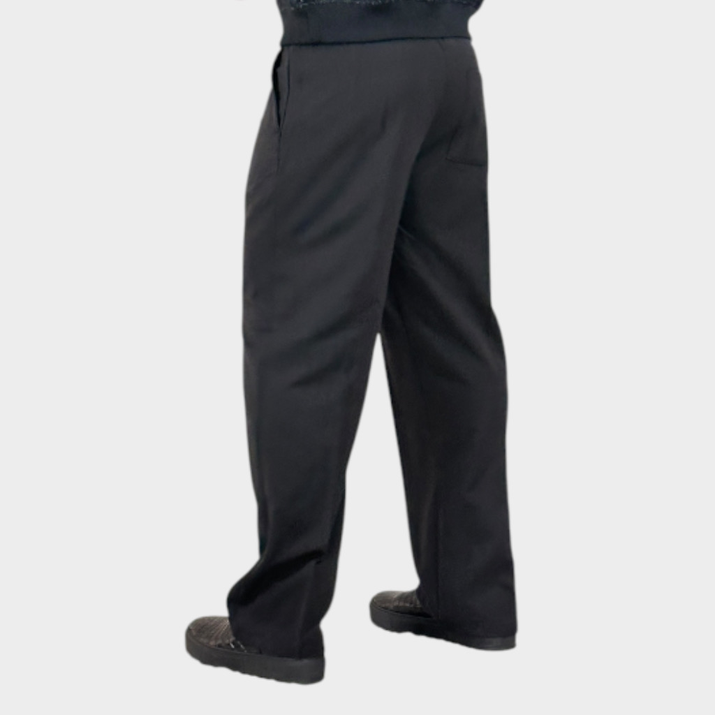 IMG 4715 Παντελόνι Relaxed Fit Με Πιέτες Και Ζώνη Μαύρο